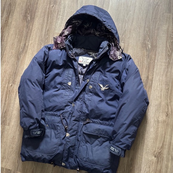 Triple Fat Goose Other - Triple FAT Goose Mens Navy Blue Down Filled Puffer Jacket Hooded Size Large